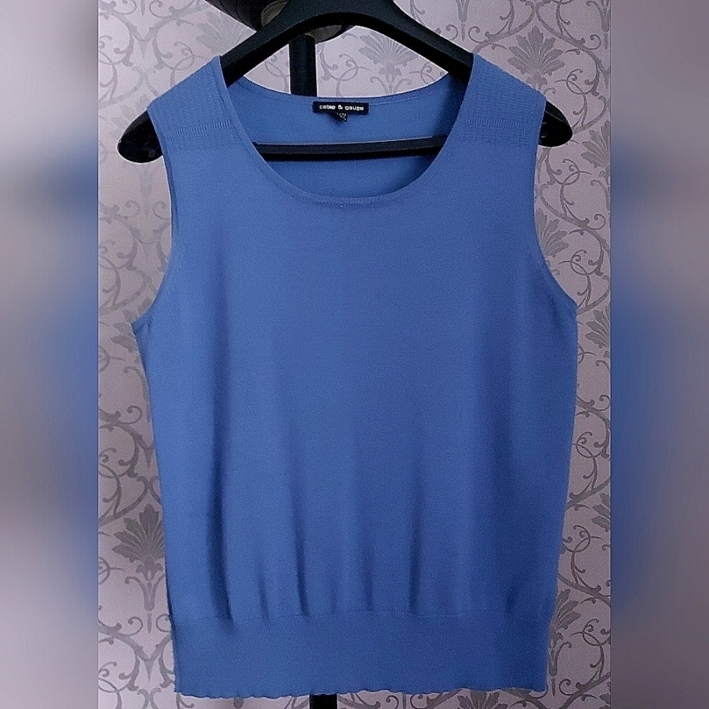 Cable & Gauge Knit Sweater Vest XL Blue Sleeveless Top - Picture 2 of 7